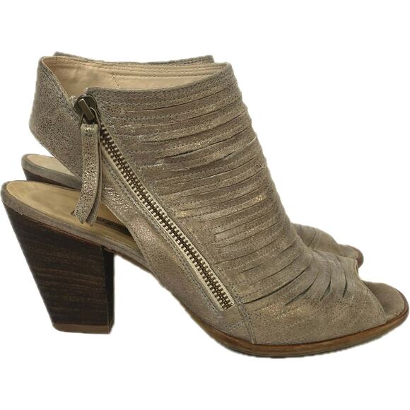 PAUL GREEN‎ Cayanne Peep Toe High Heel Booties SZ 9 US / 6.5 UK Metallic Leather - Picture 5 of 15
